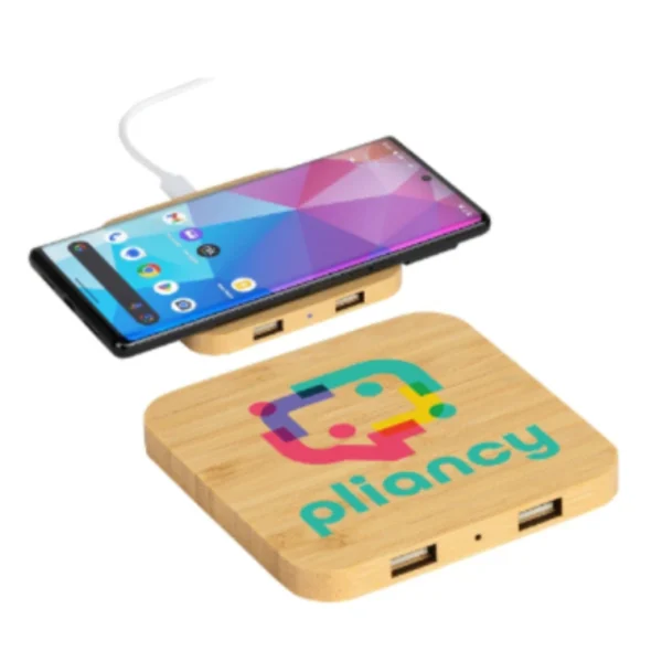 Panda FSC® Bamboo 5W Wireless Charger with Dual USB Ports